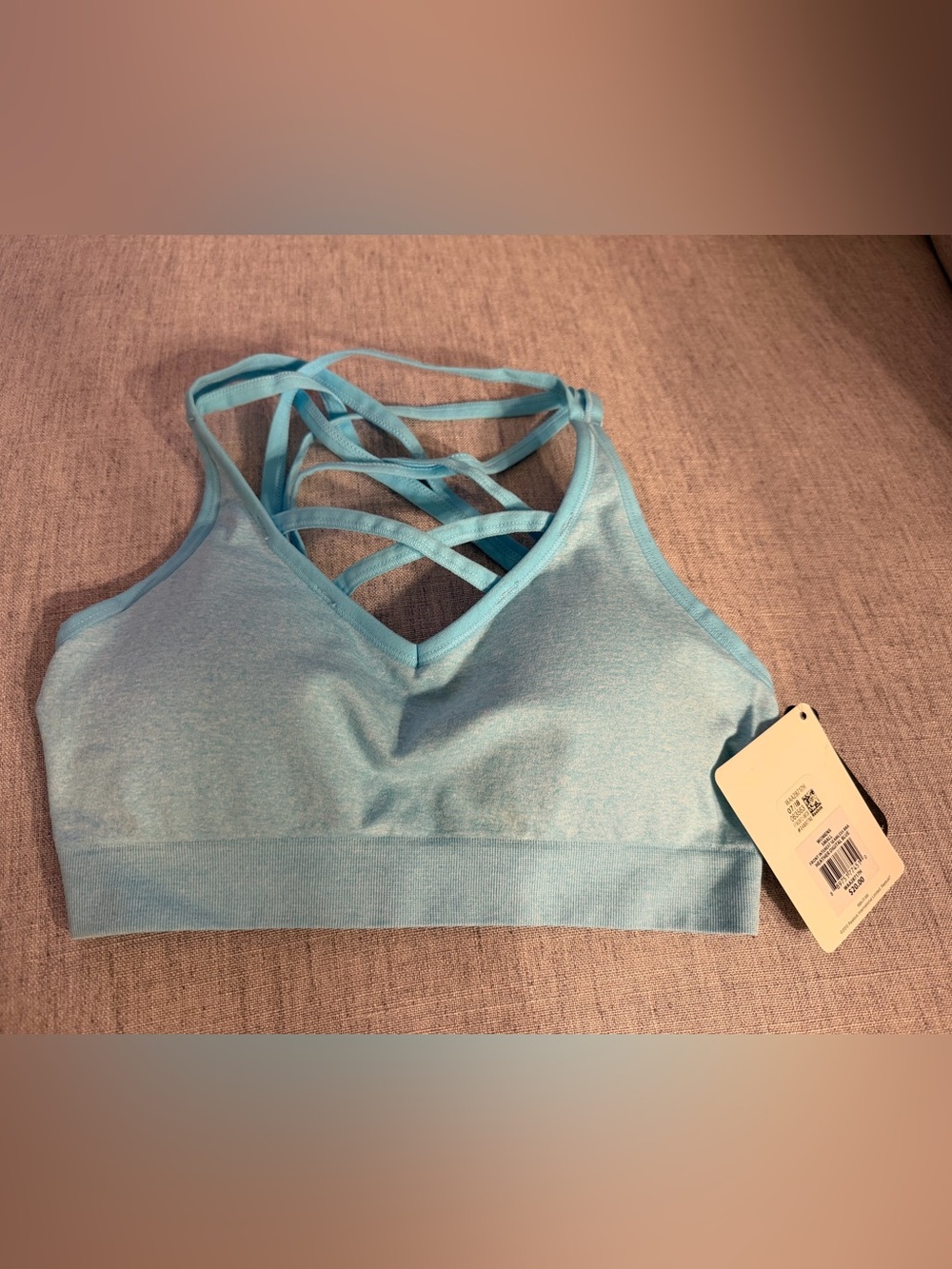 Reebok Women's Seamless Front Interest Sports Bra - Small - NWT - Heather Blue